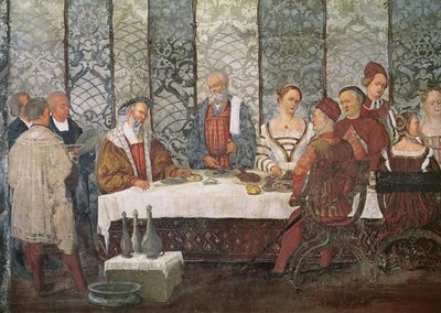 Banquet Given by Bartolomeo Colleoni for King Christian I of Denmark, 1520-30 (detail) by Girolamo Romanino